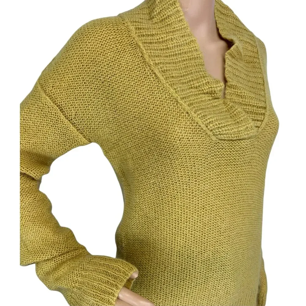 J. Crew Wool Mohair Dolce Shawl Collar Popover Sweater Yellow 20824 Size XS